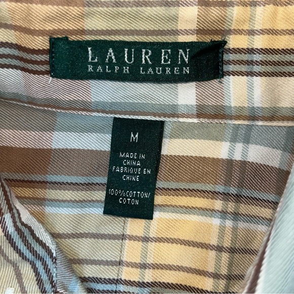 Lauren Ralph Lauren Plaid Flannel Button-Up Green Fall Winter Workwear Festival - Picture 7 of 10